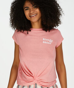 Haut de pyjama jacket en jersey manches courtes, Rose