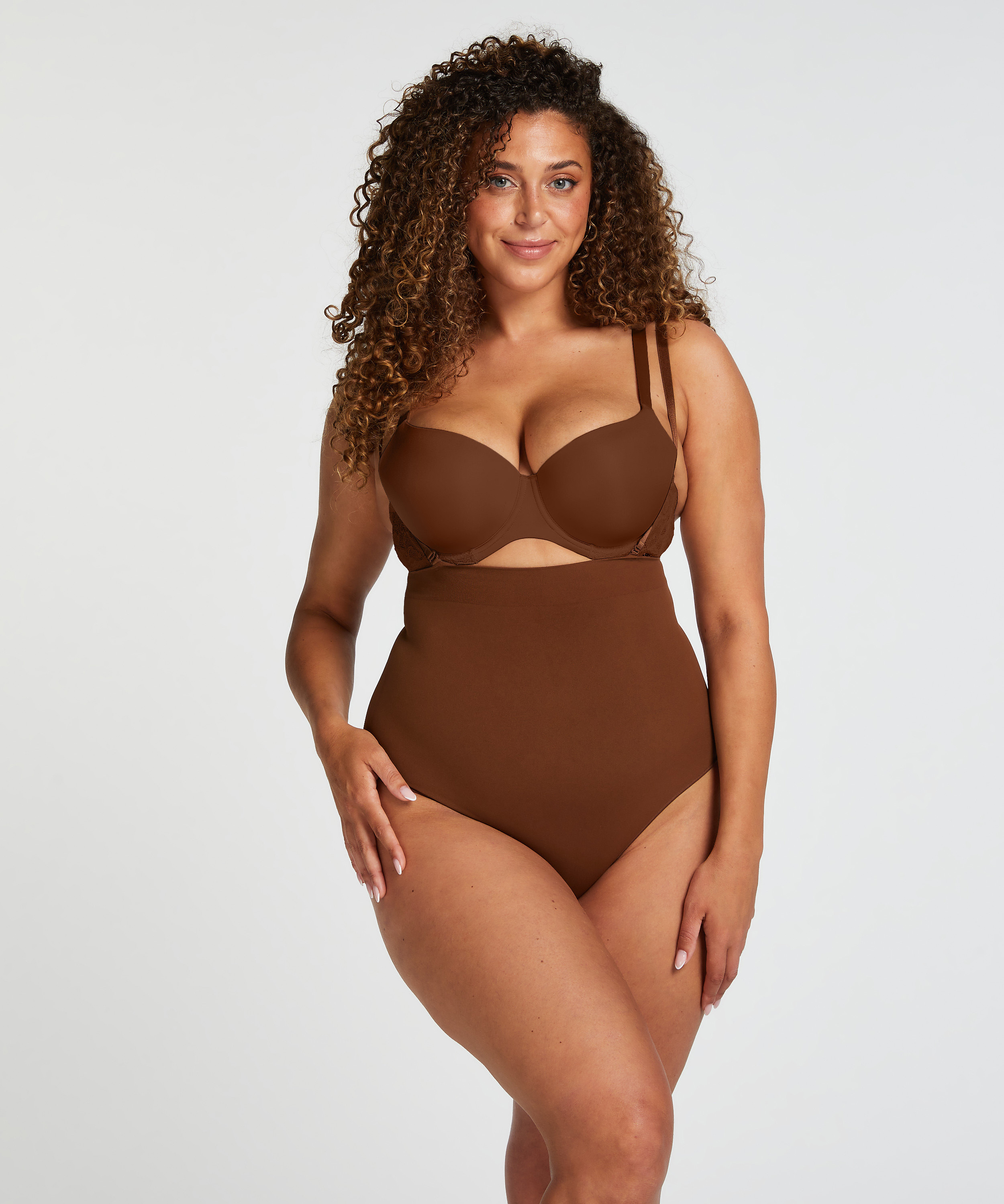 Nahtloser betonender korrigierender String mit hoher Taille, Rot, main