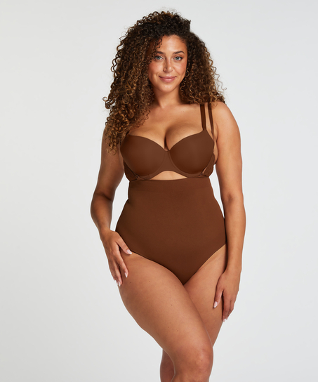 Nahtloser betonender korrigierender String mit hoher Taille, Rot