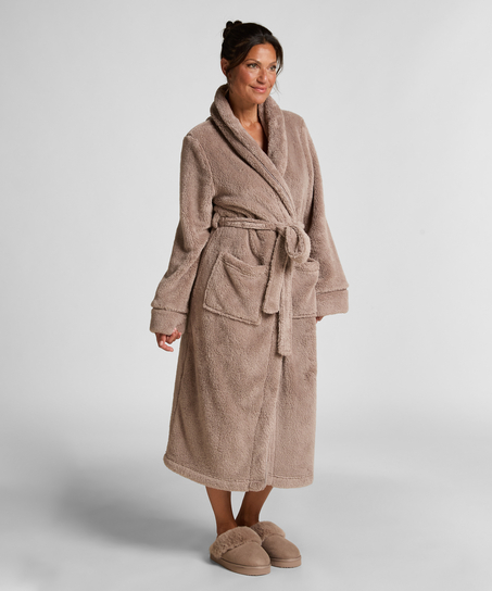 Bademantel Fleece, Beige