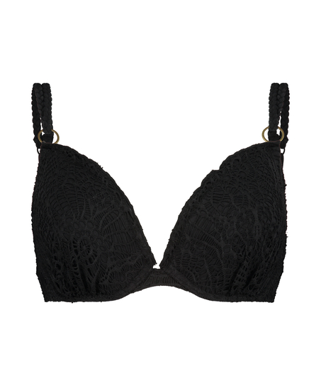 Haut de bikini &agrave; armatures pr&eacute;form&eacute; Lurex Crochet, Noir