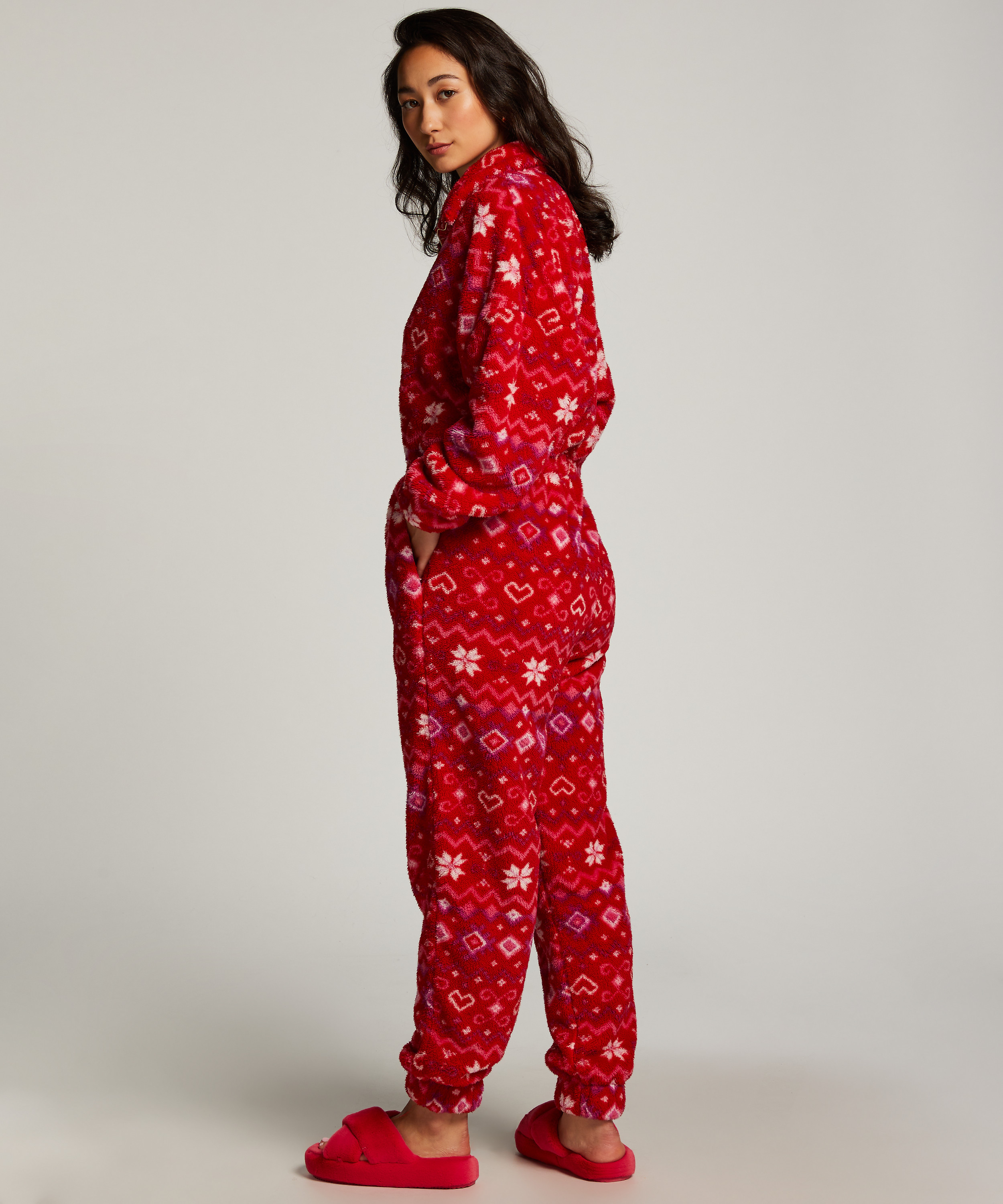 Onesie aus Fleece, Rot, main