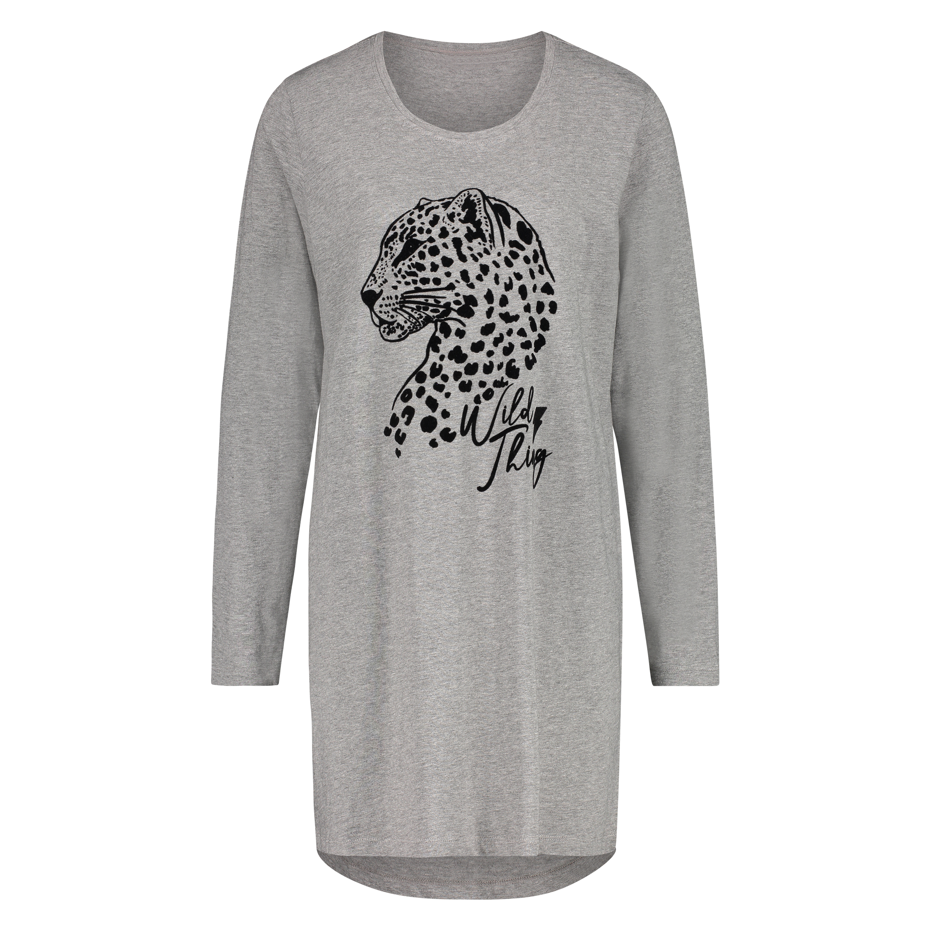 Chemise de nuit &agrave; d&eacute;collet&eacute; arrondi, Gris, main