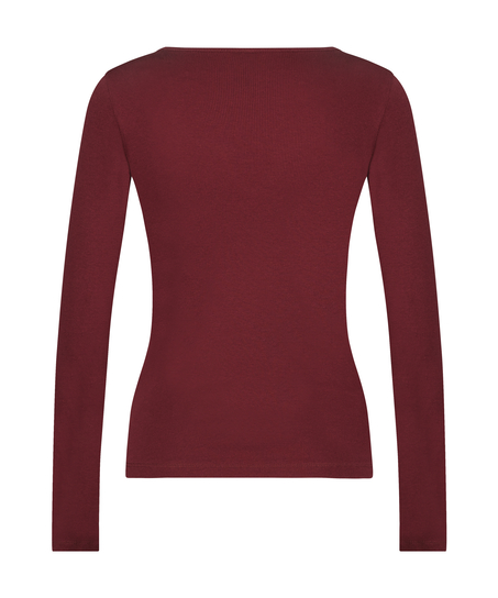 Top mit V-Ausschnitt, Longsleeve, Lila
