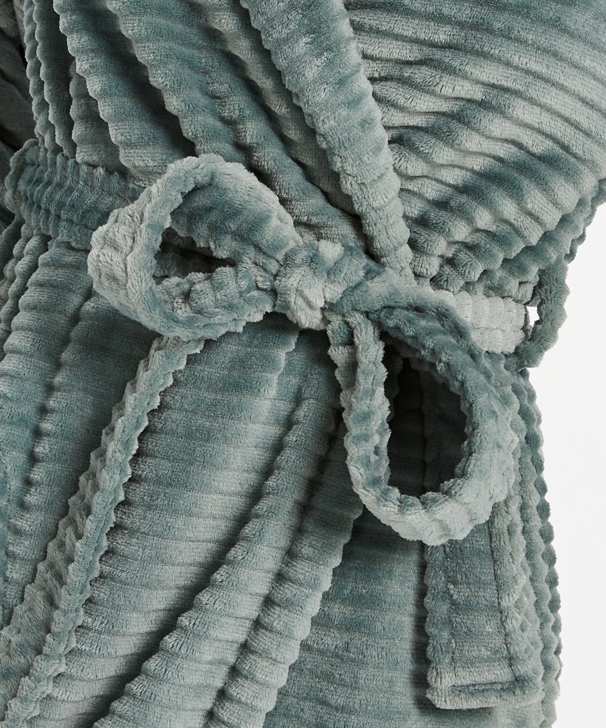 Peignoir court c&ocirc;tel&eacute; en polaire, Vert, main