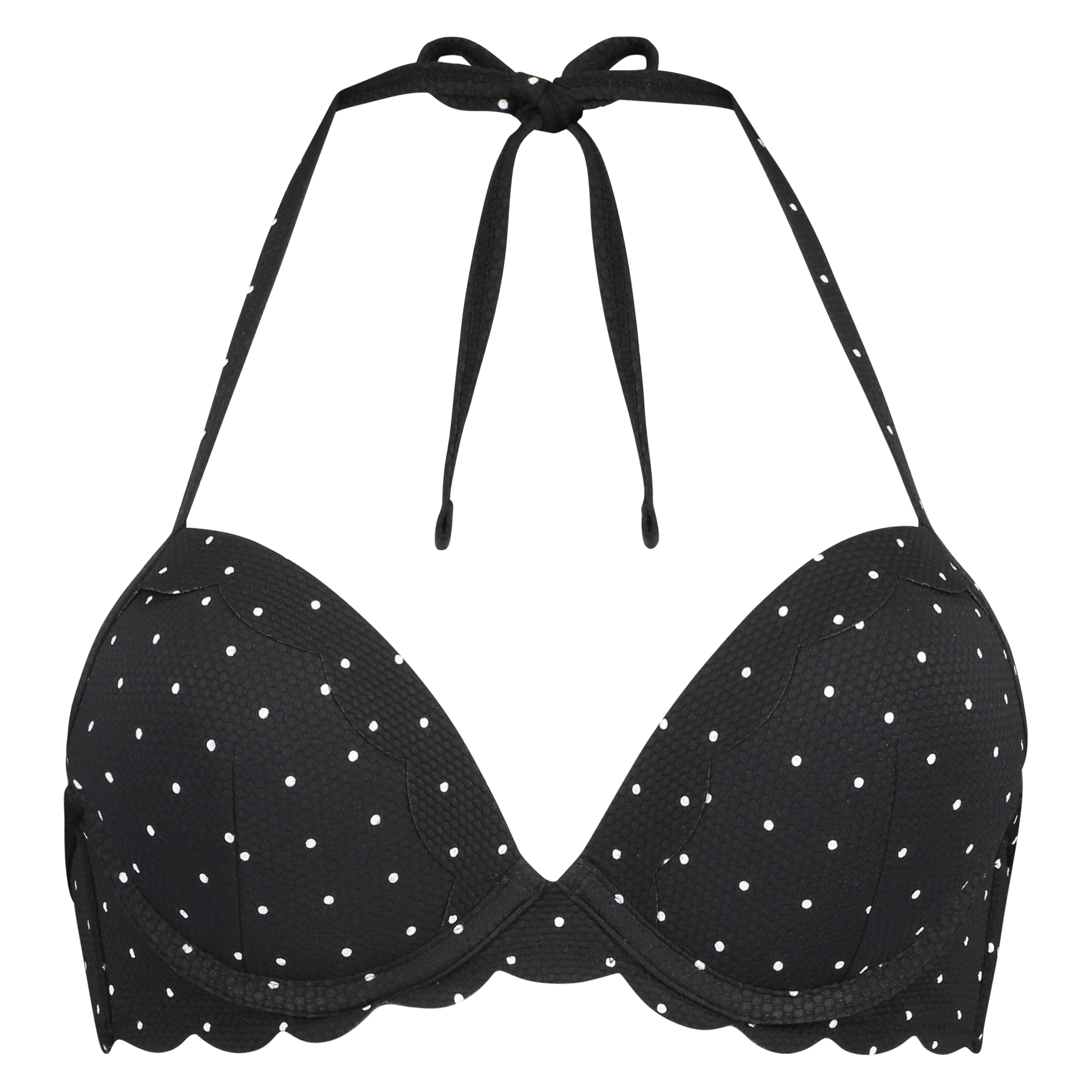 Vorgeformtes Push-up Bügel-Bikinitop Scallop Cup A - E, Schwarz, main