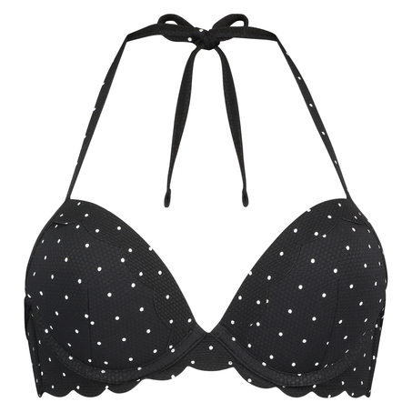 Vorgeformtes Push-up Bügel-Bikinitop Scallop Cup A - E, Schwarz
