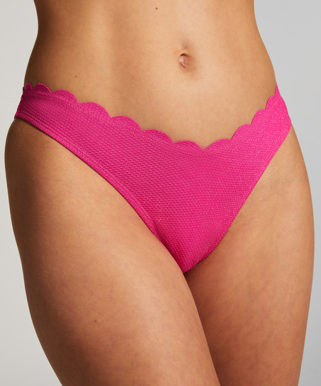 Bikini Slip mit hohem Beinausschnitt Lurex Scallop, Rose