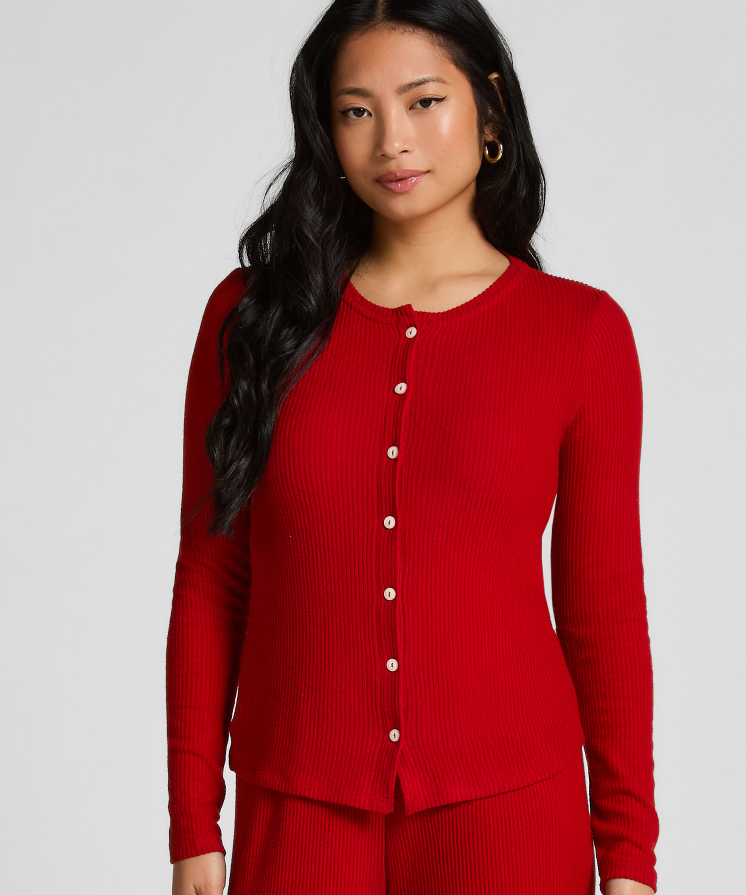 Gerippte Jersey-Strickjacke