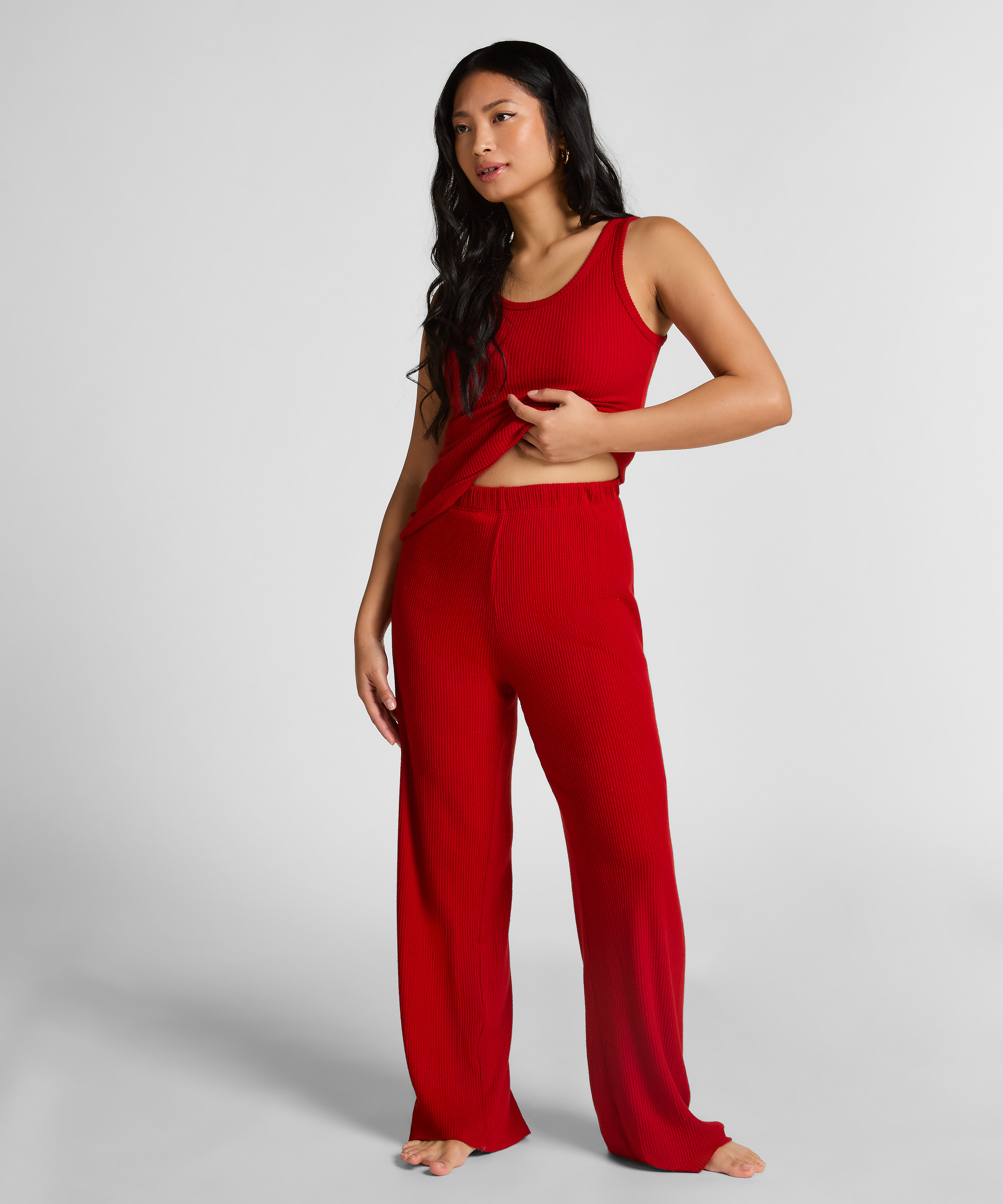Pantalon Brushed Jersey, Rouge, main