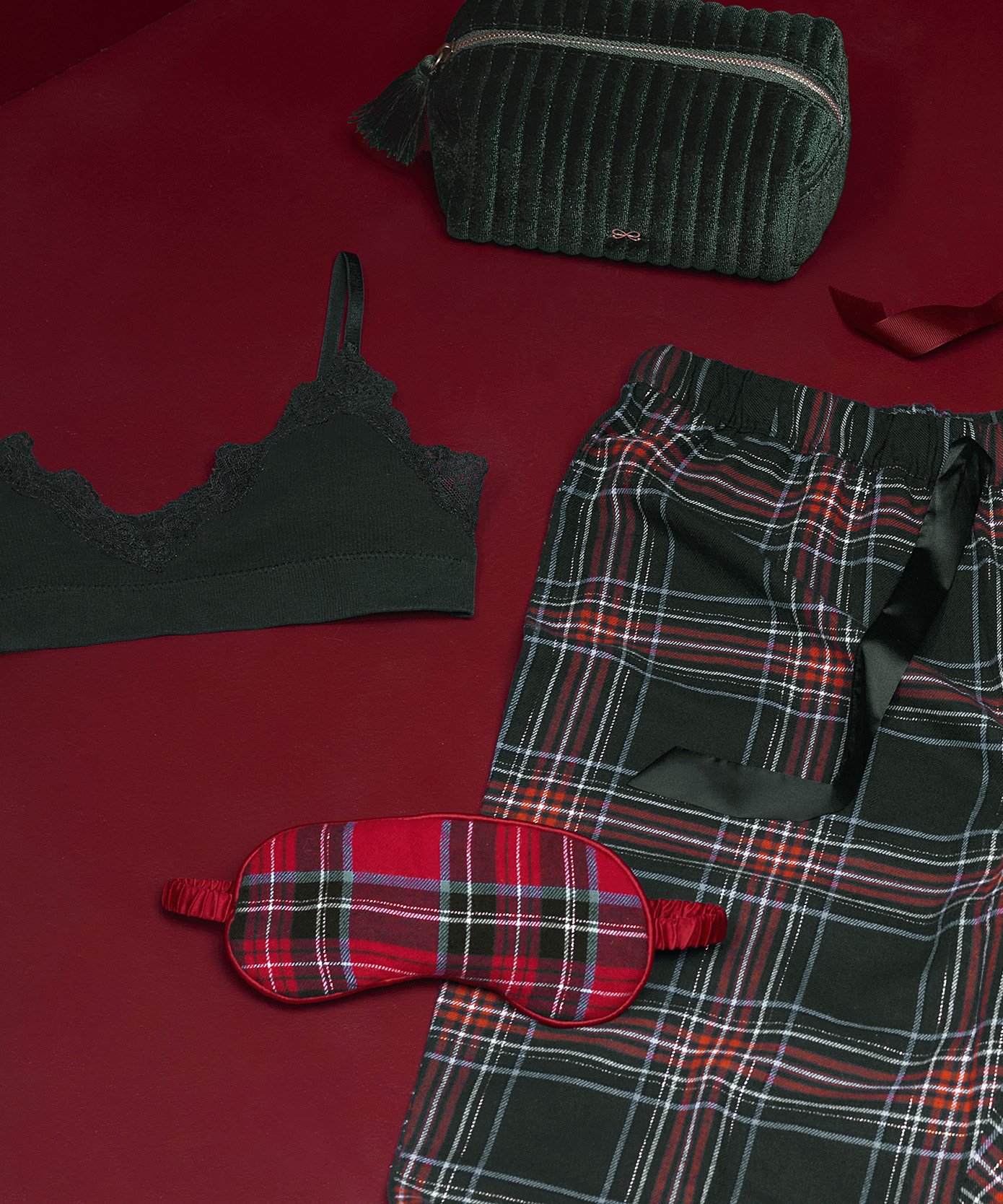 Schlafmaske Flanell, Rot, main