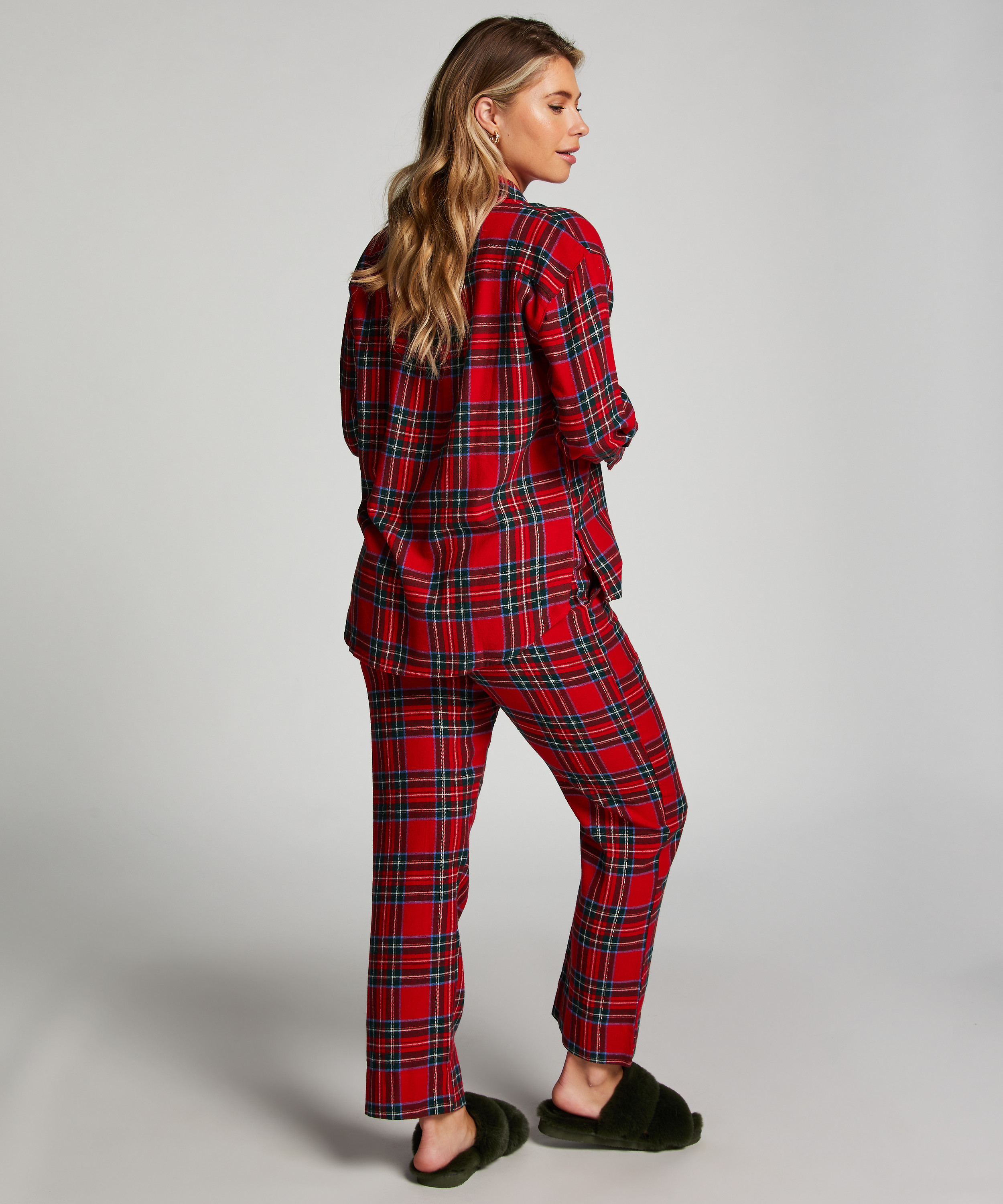 Pyjamahose aus Flanell, Rot, main