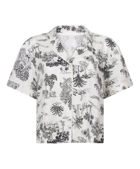 Kurzärmelige Jacke aus Webstoff, Weiß