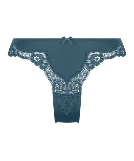 Slip brésilien Lace & Shine, Bleu
