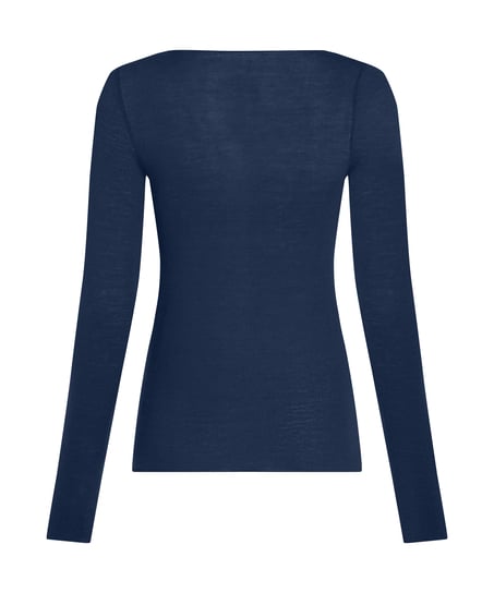 Himmlisch weiches Shirt aus Kaschmir-Mix mit U-Boot-Ausschnitt, Blau