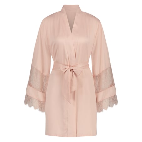 Kimono aus Satin und Spitze, Rose