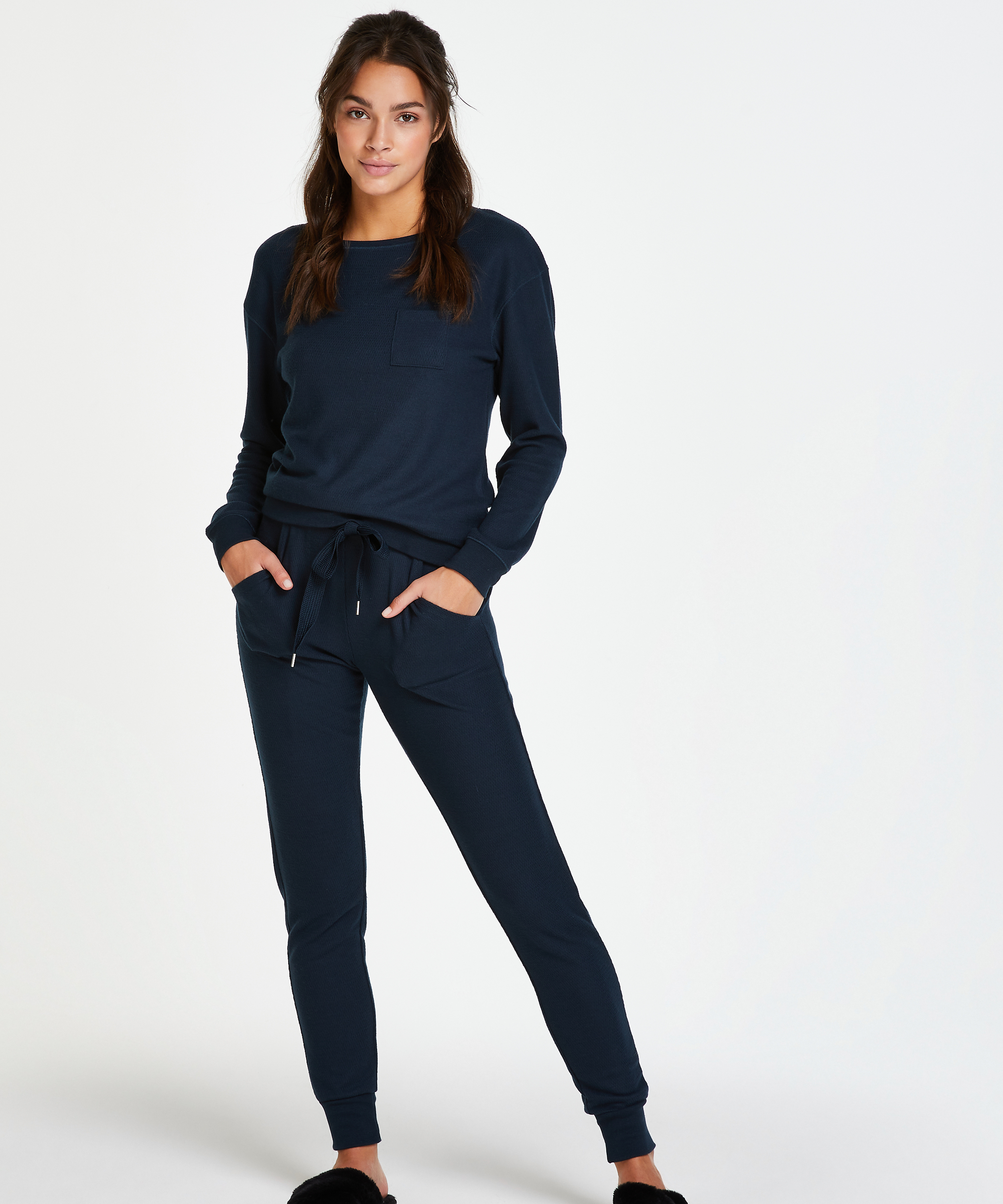 Pyjamaset, Waffelstoff, Blau, main