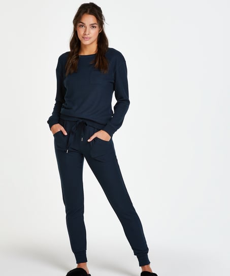 Pyjamaset, Waffelstoff, Blau