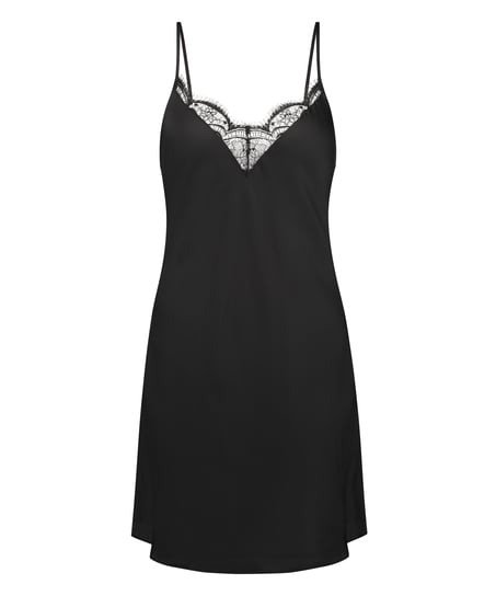 Slipdress Satin, Schwarz