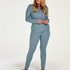 Pyjama Waffle Placket, Blau