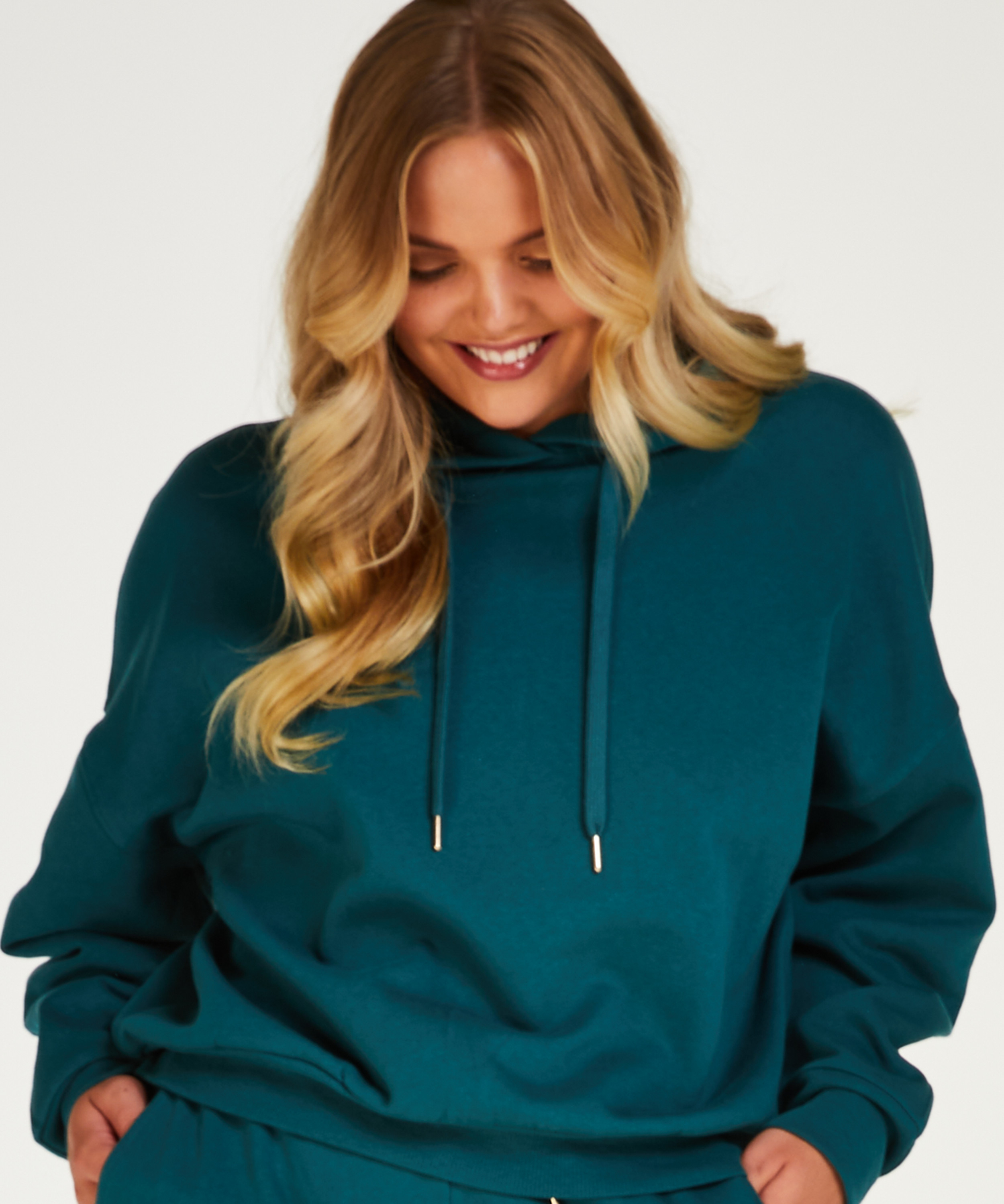 Hoodie &agrave; manches longues, Bleu, main