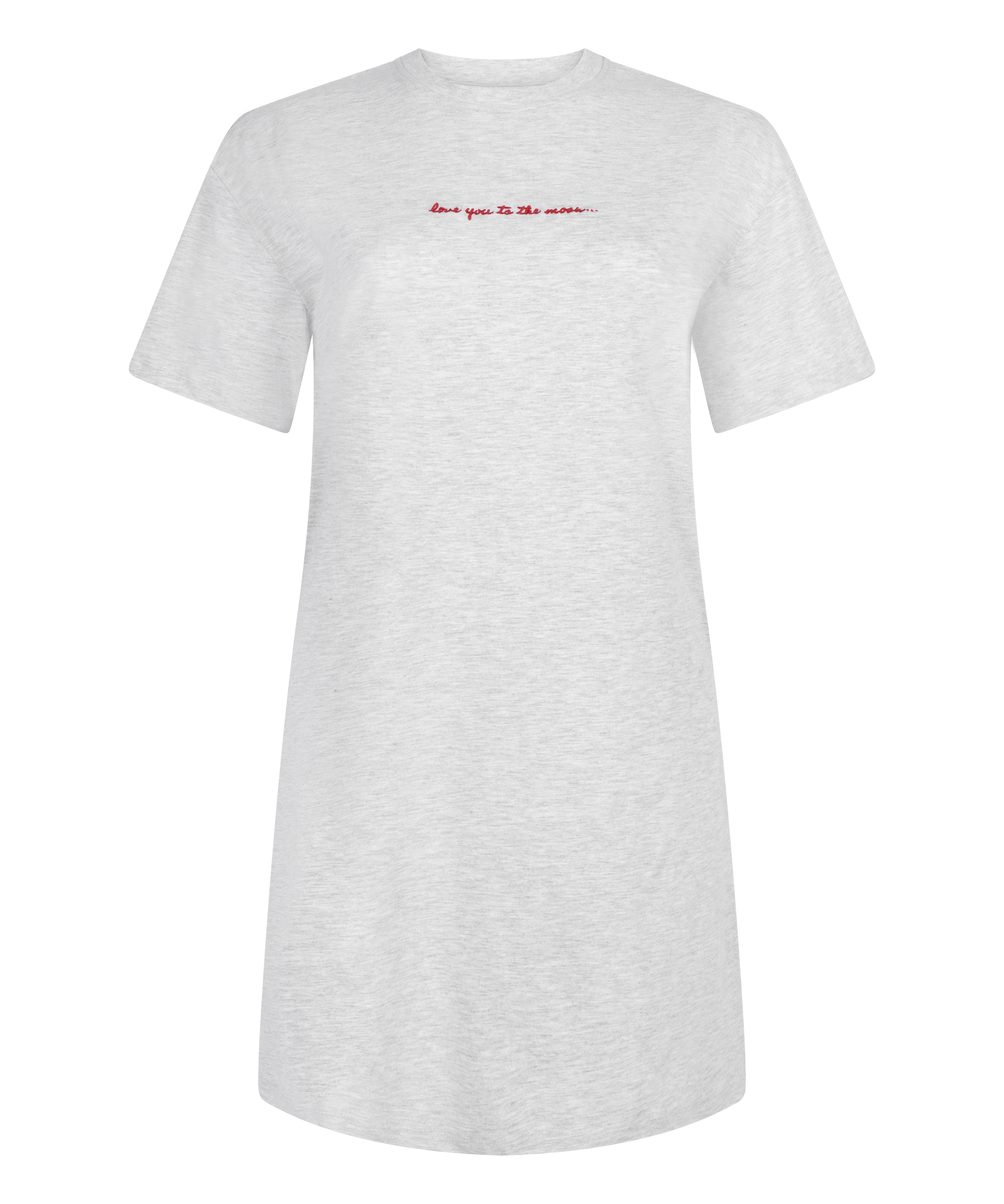 Chemise de nuit col rond, Gris, main