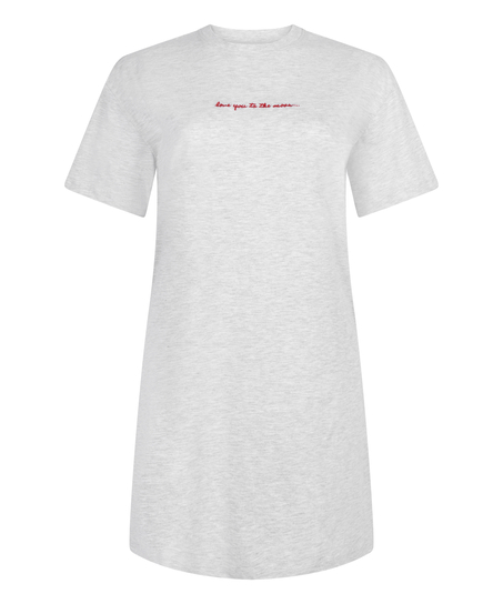 Chemise de nuit col rond, Gris