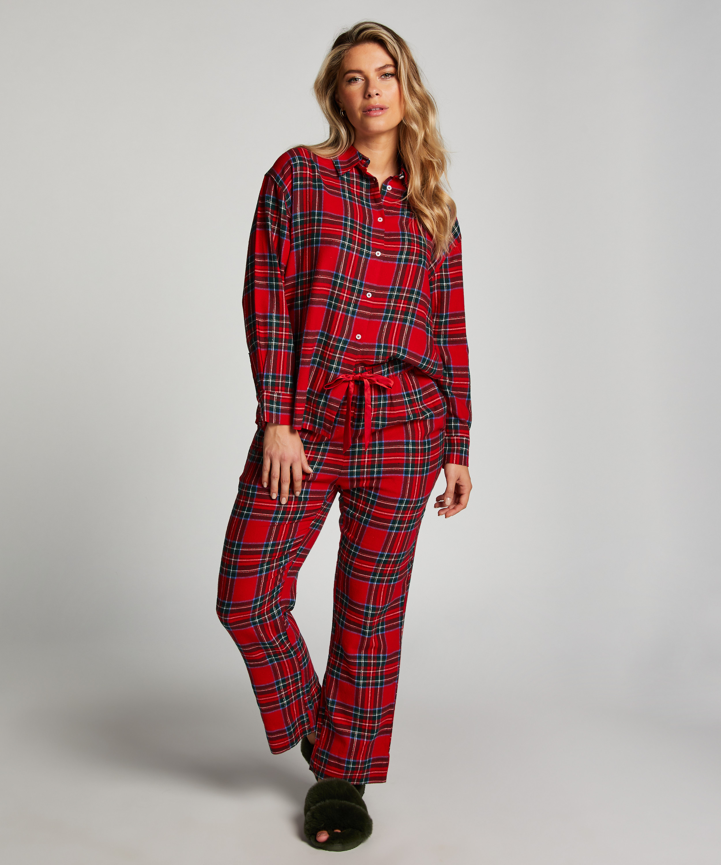 Pyjamahose aus Flanell, Rot, main