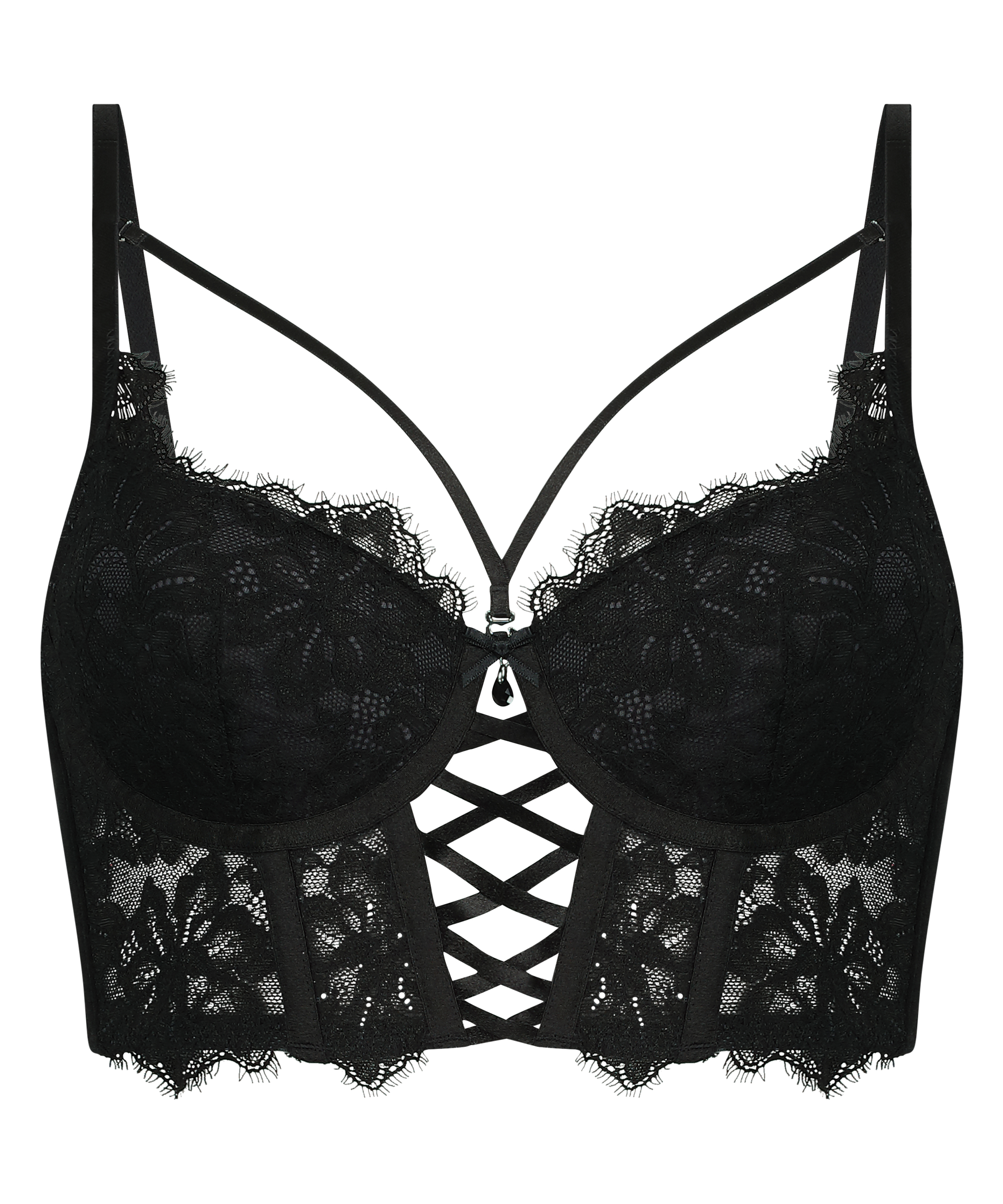 Soutien-gorge à armatures longline push-up préformé Char, Noir, main