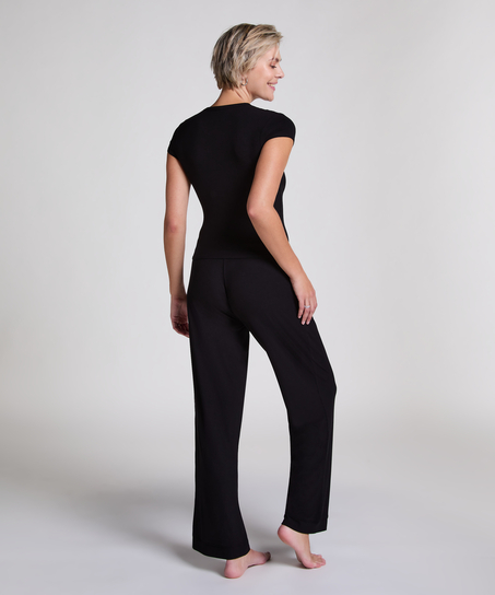 Pyjama-Top Rib Essential, Schwarz