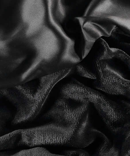 Peignoir en polaire satin&eacute;e, Noir