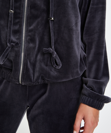 Hoodie en velours, Gris