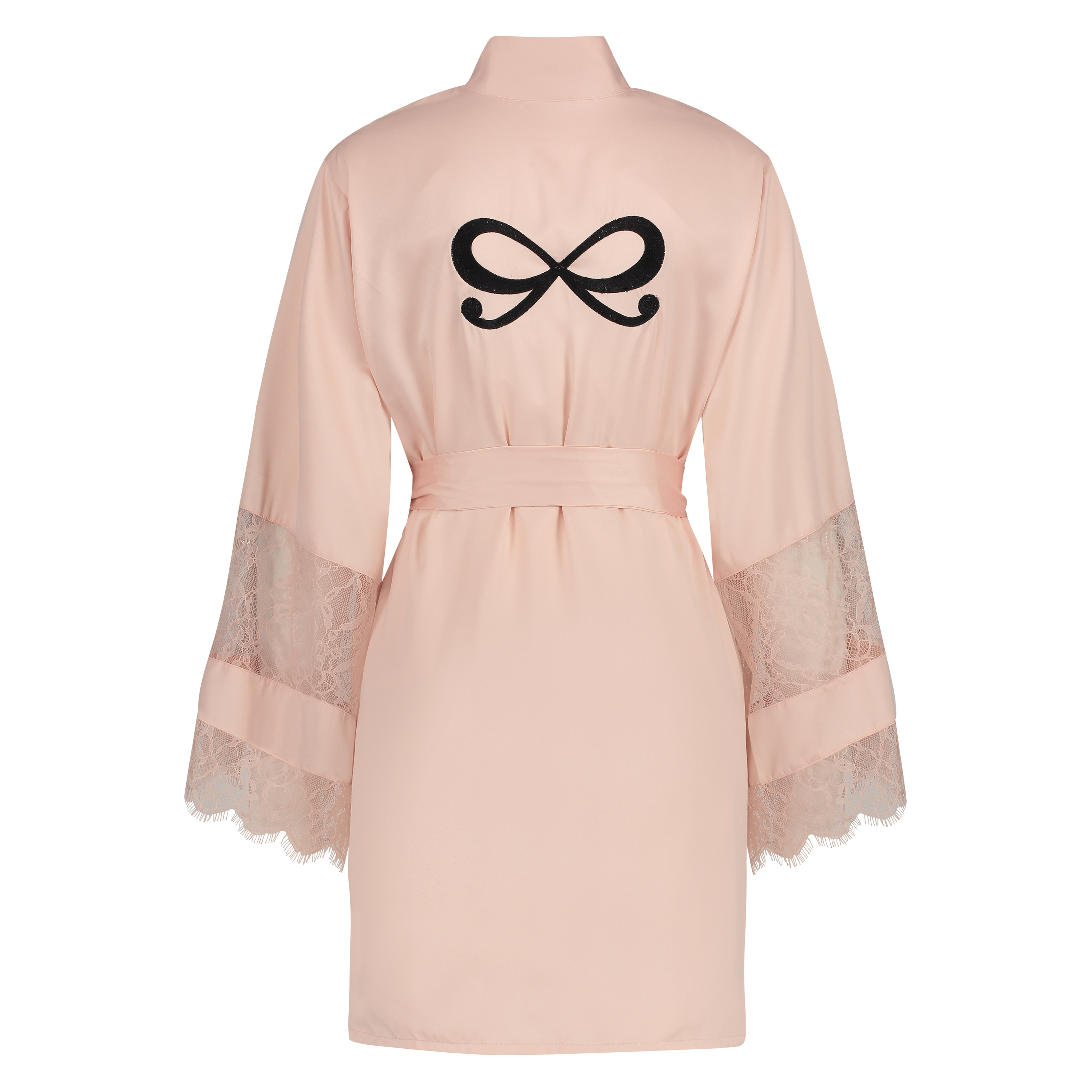 Kimono aus Satin und Spitze, Rose, main