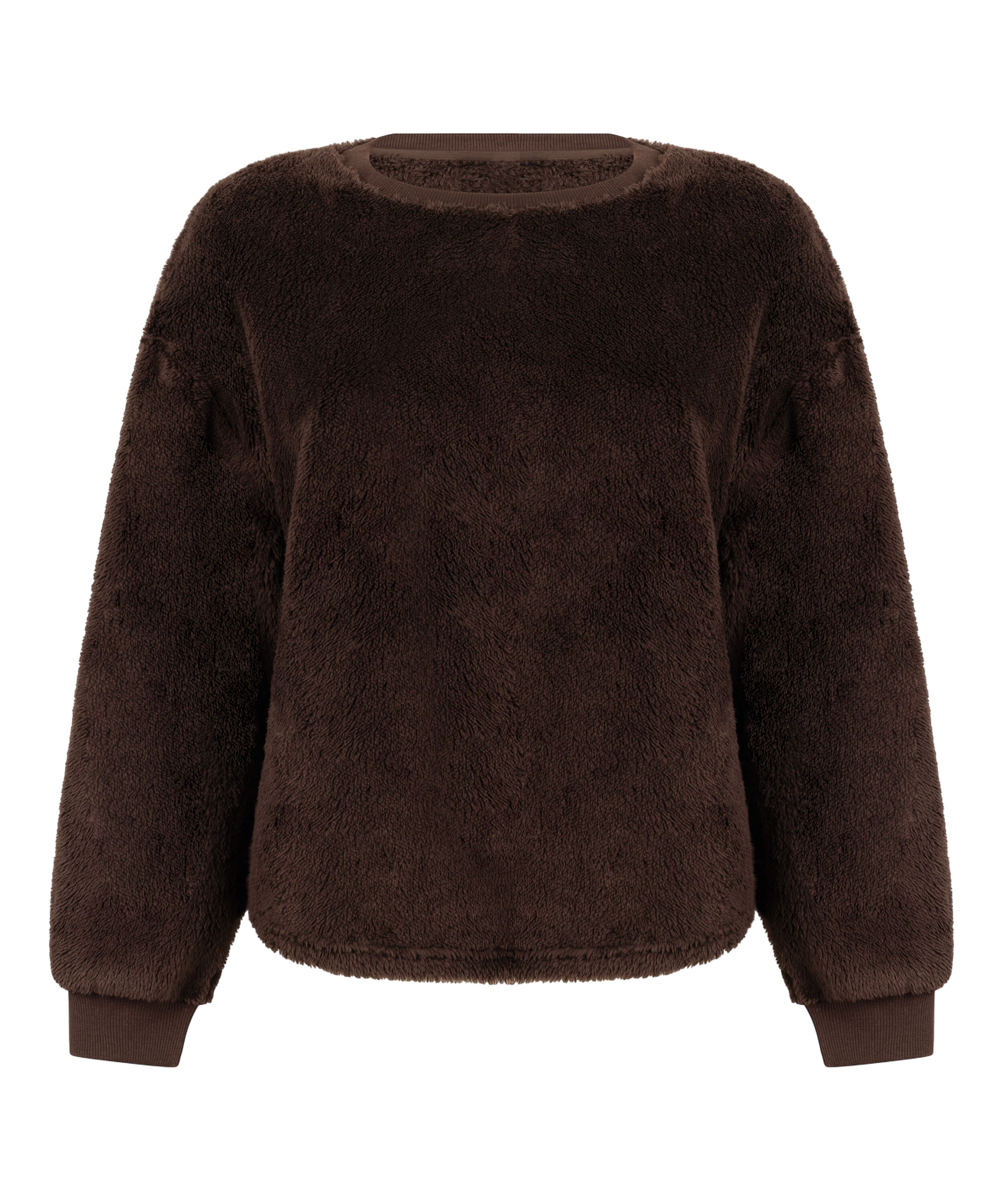 Lang&auml;rmeliges Fluffy-Fleece-Top, Braun