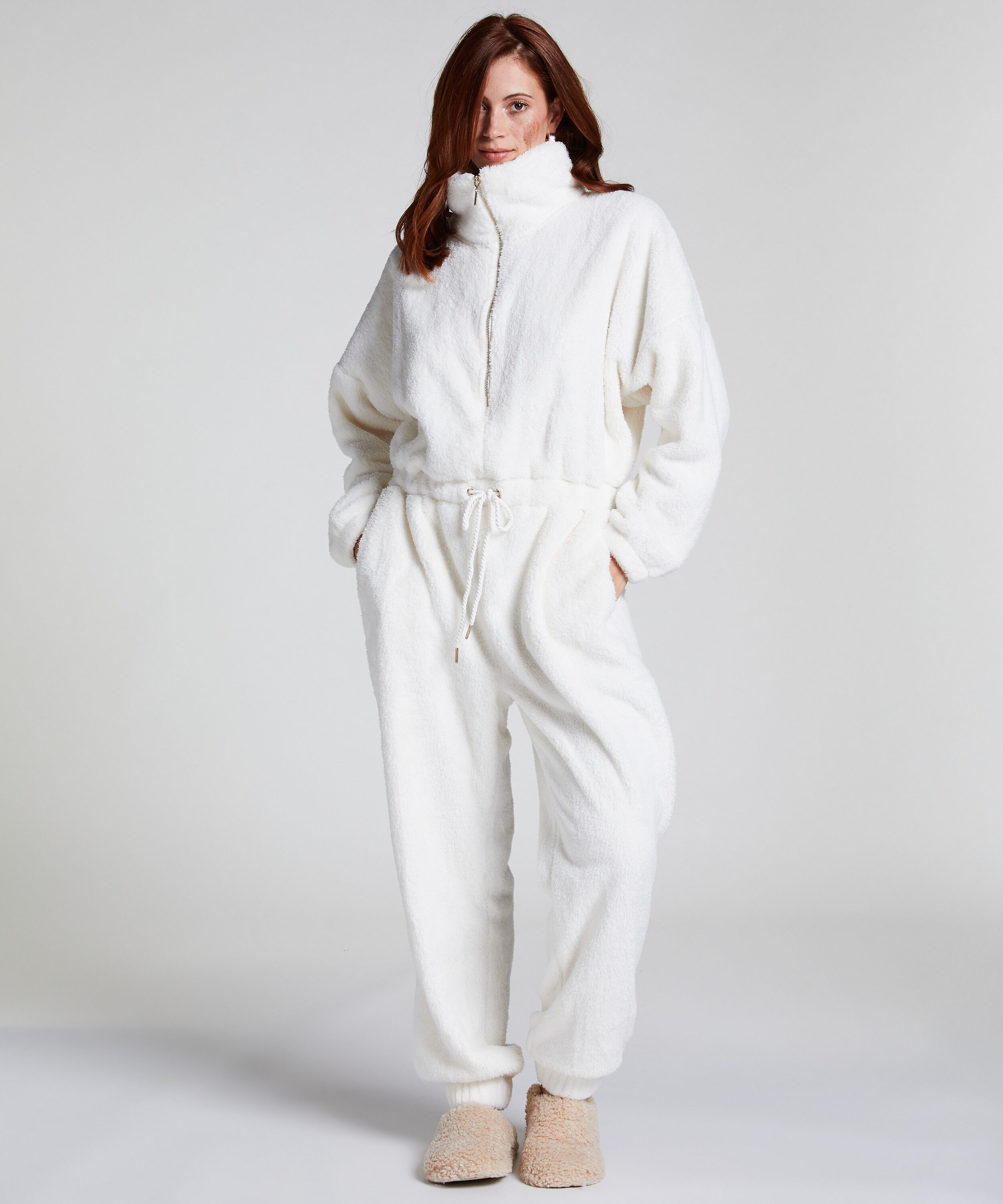 Onesie Fleece, Weiß