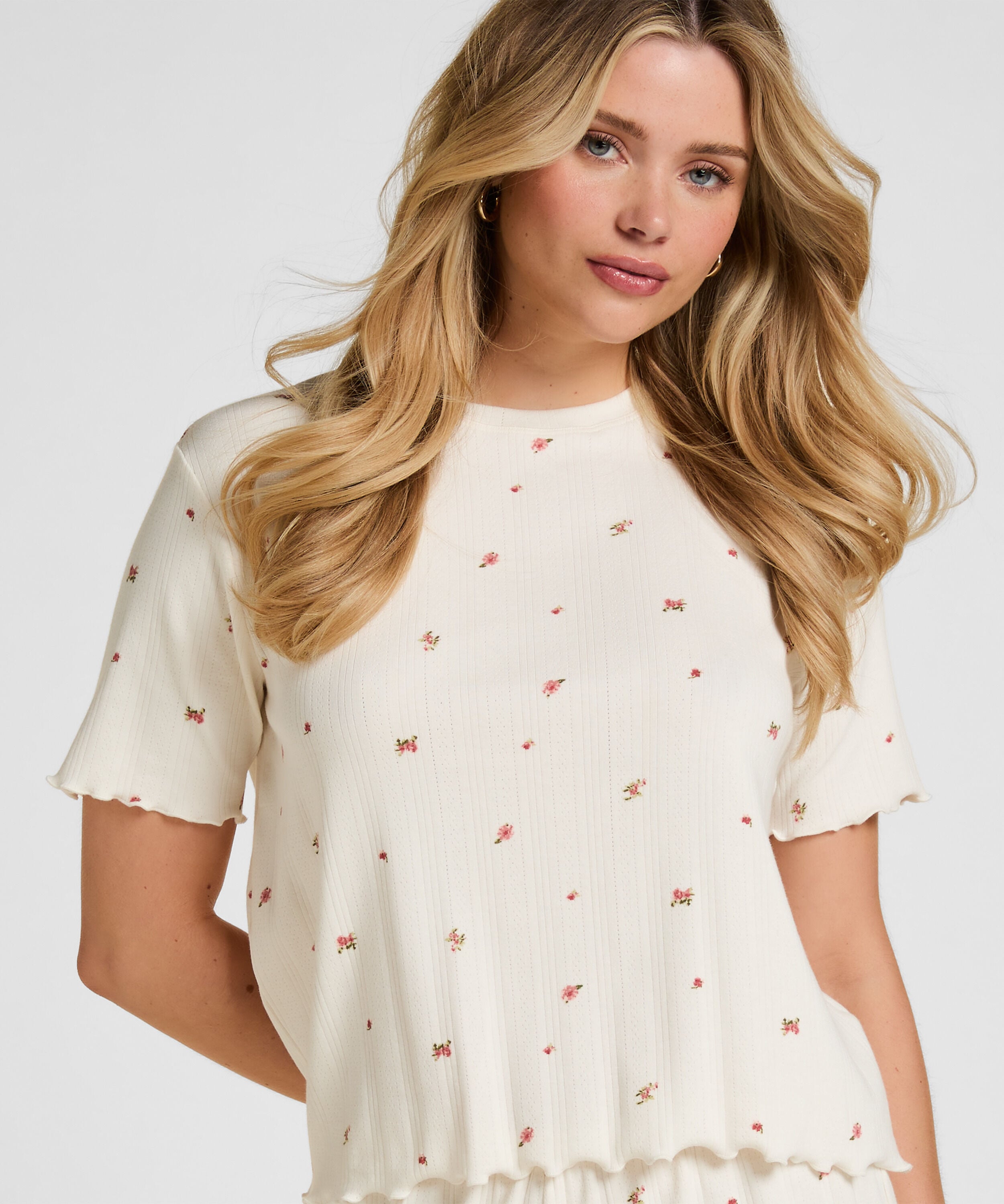 Pyjama Top Pointelle, Weiß Pyjama Top Pointelle, Weiß