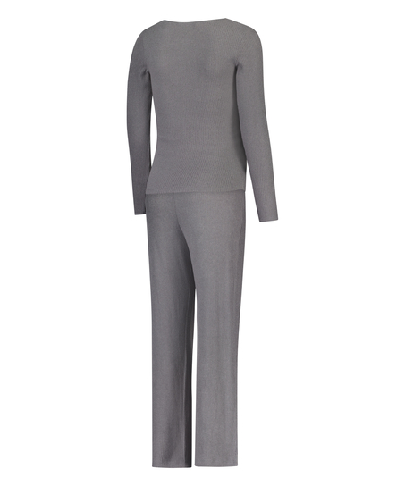 Pyjama de grossesse à côtes brossées, Gris
