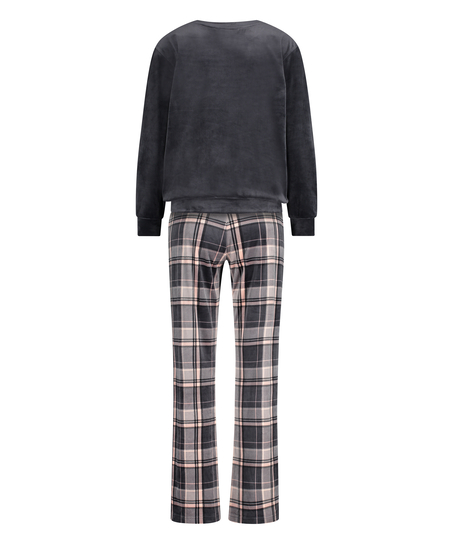 Velour Pyjama-Set, Grau