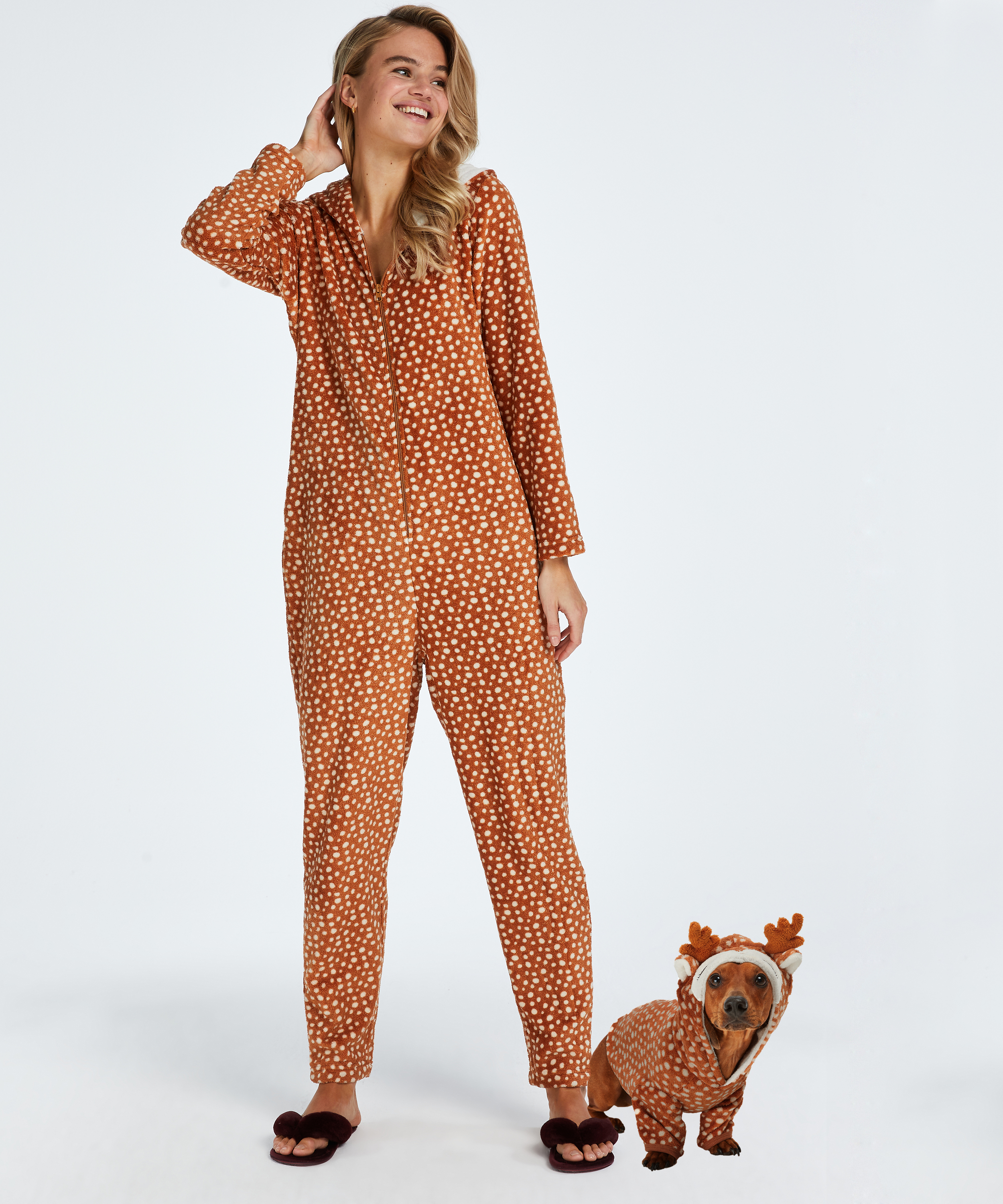 Onesie Polaire Renne, marron, main