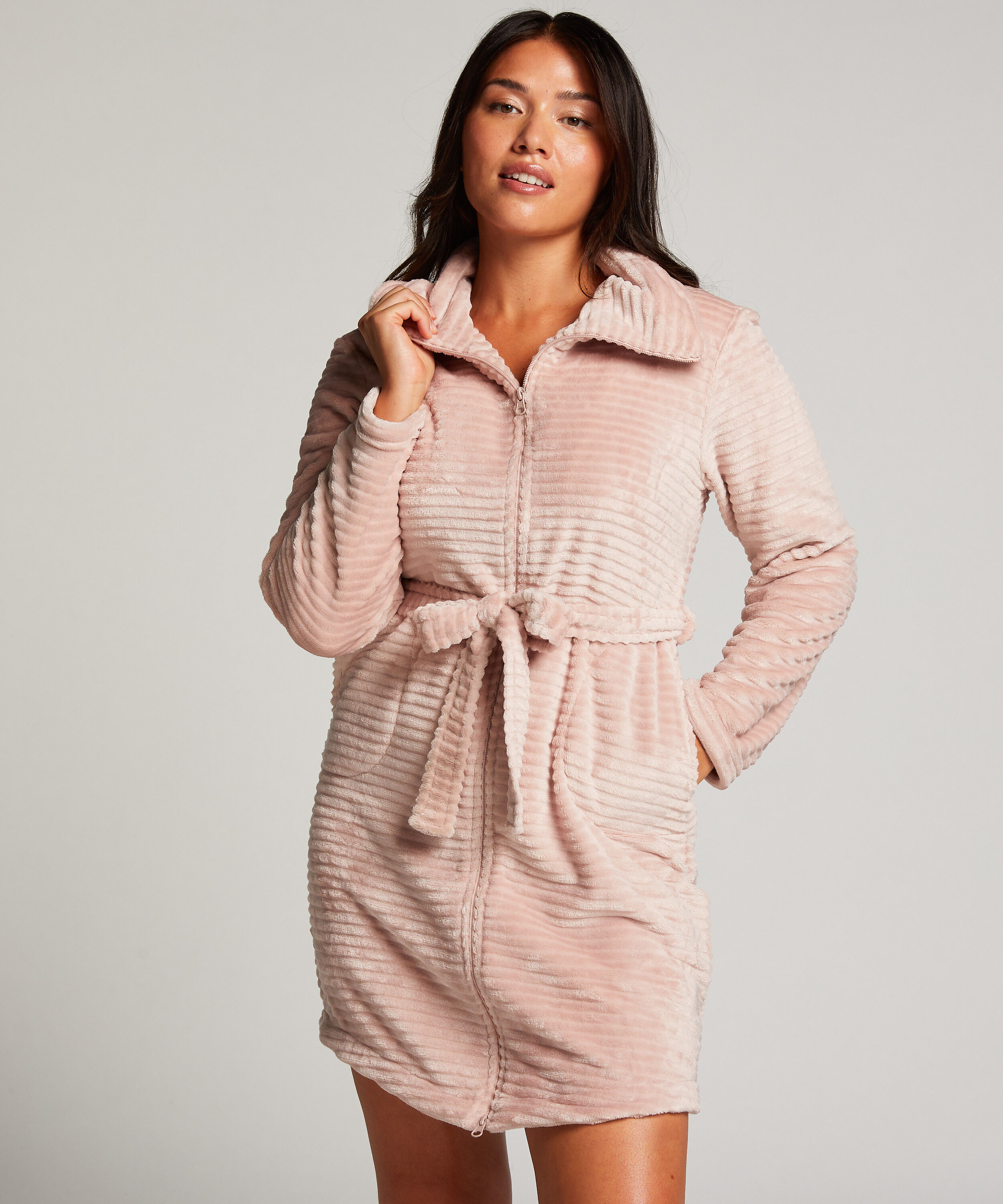 Bademantel Zip Fleece, Rose