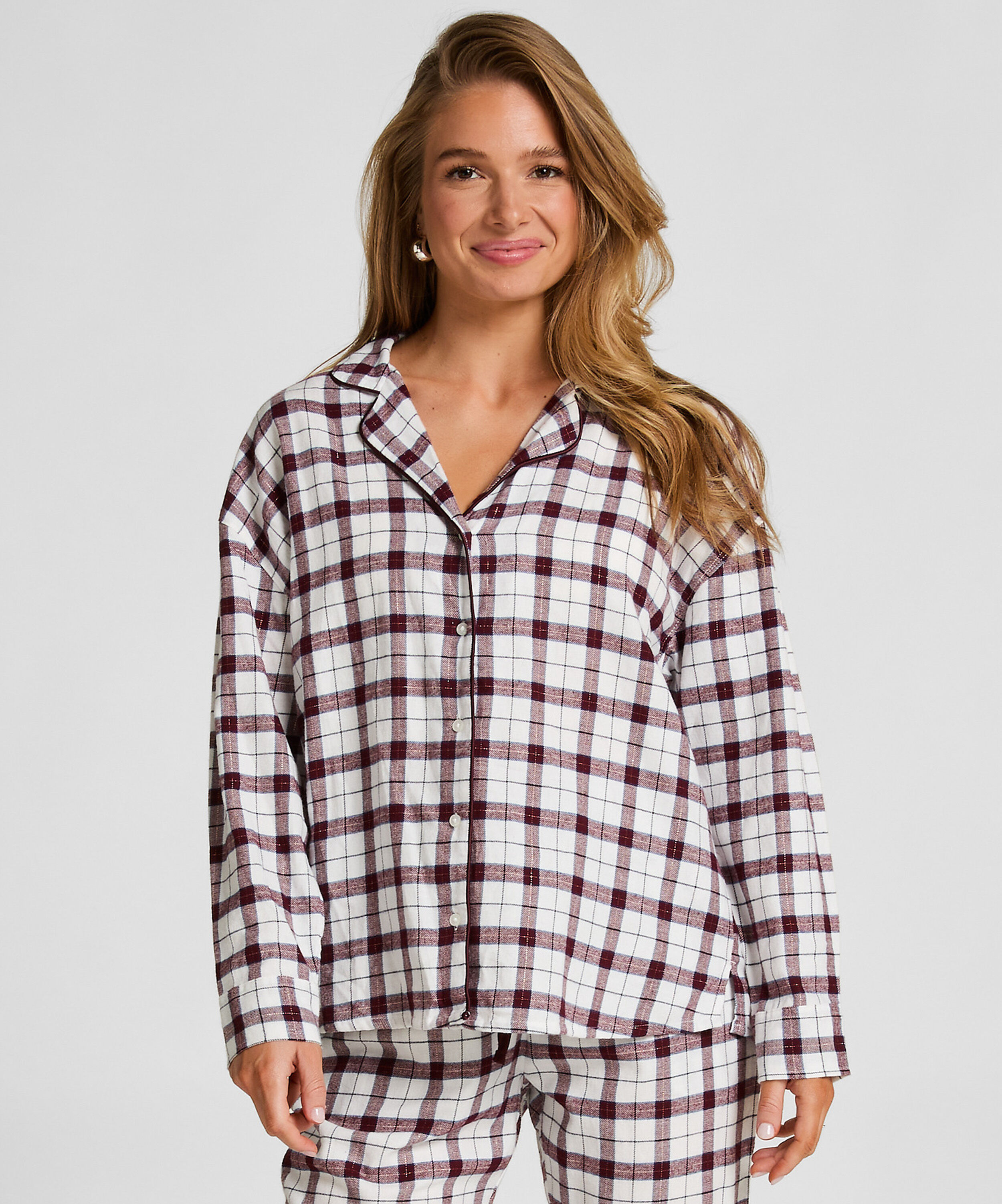 Pyjamatop aus Flanell, Wei&szlig;