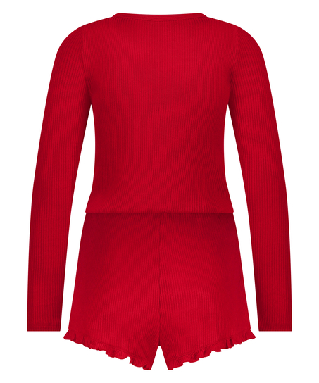 Grenouillère courte brossée, Rouge