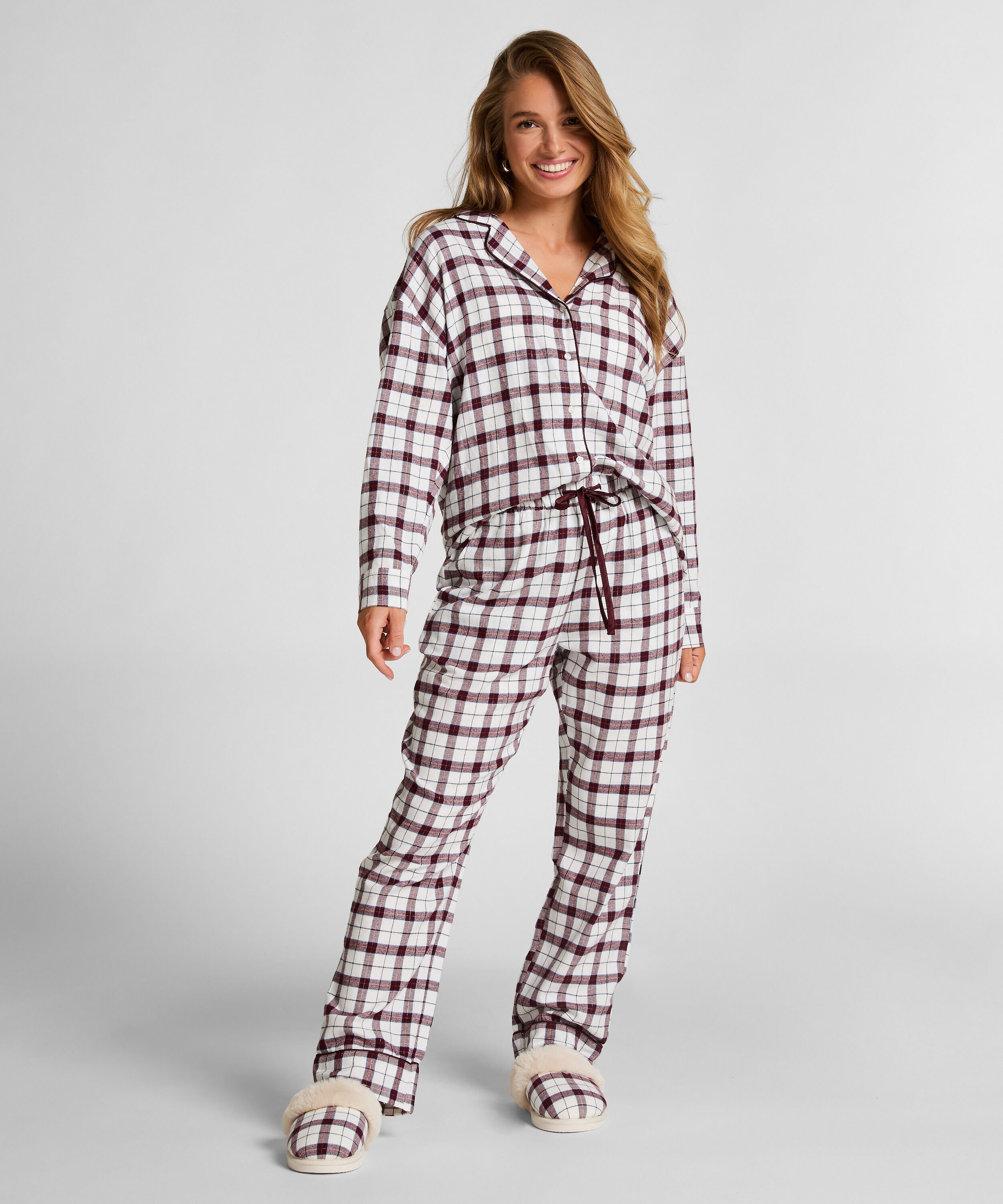 Pyjamahose aus Flanell, Weiß
