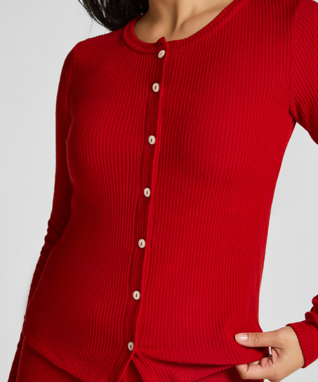 Gerippte Jersey-Strickjacke, Rot