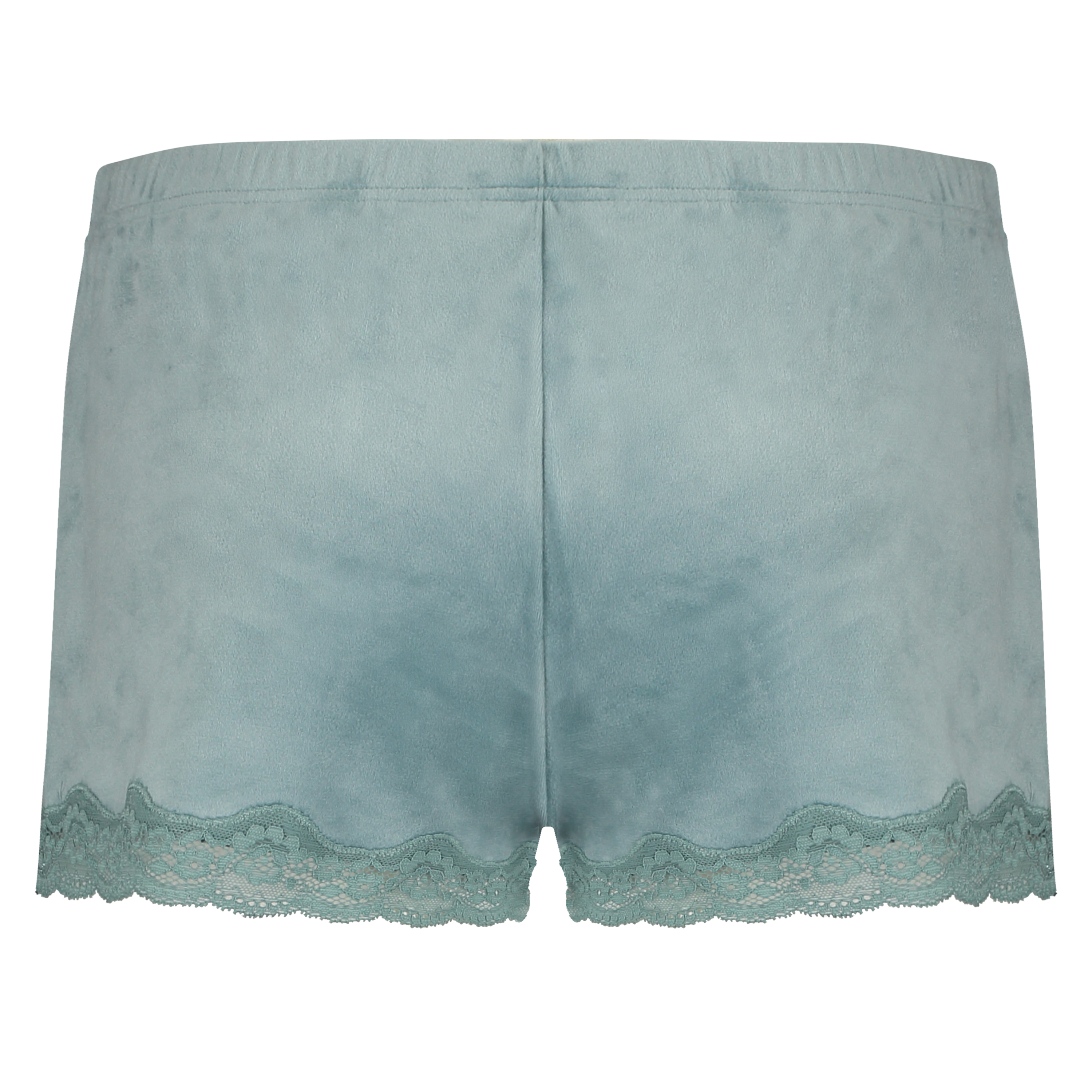 Shorts aus Velours mit Spitze, Gr&uuml;n, main