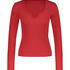 Top mit V-Ausschnitt, Longsleeve, Rot