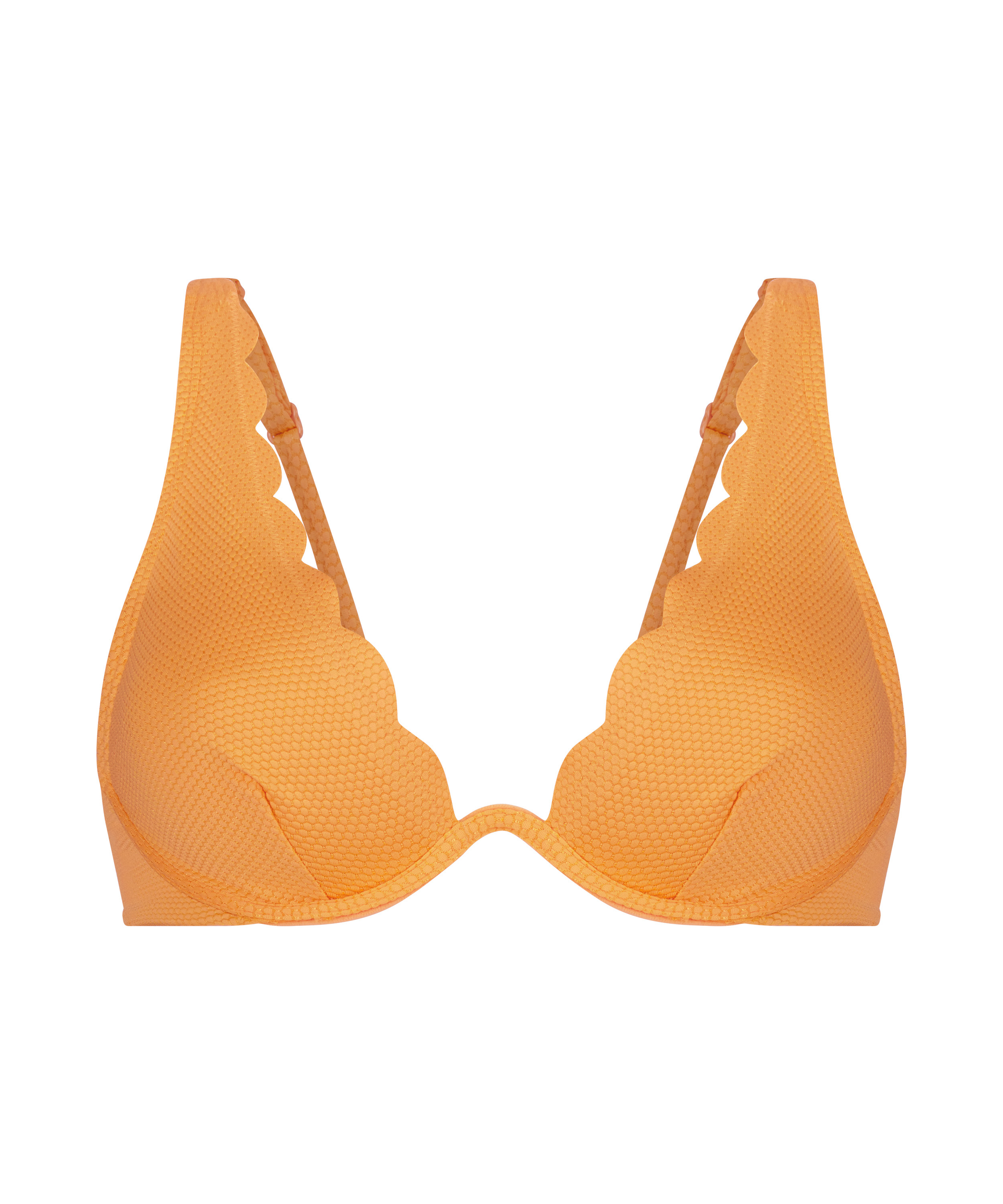 Haut de bikini à armatures non rembourré Scallop, Orange, main