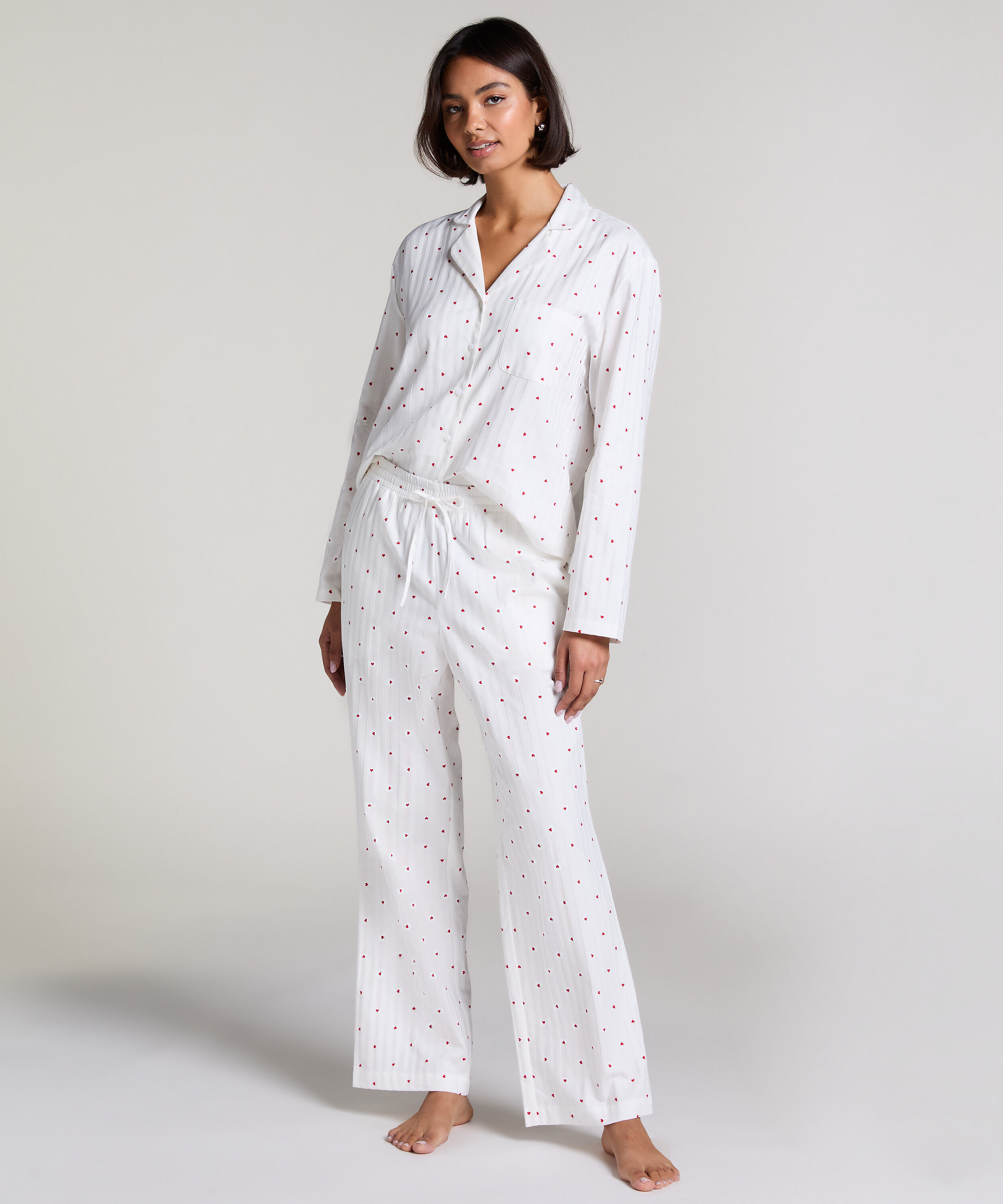 Jacquard Hearts Petite pantalon de pyjama, Blanc