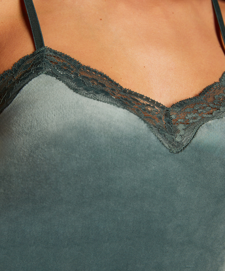 Cami Top Velours Lace, Gr&uuml;n