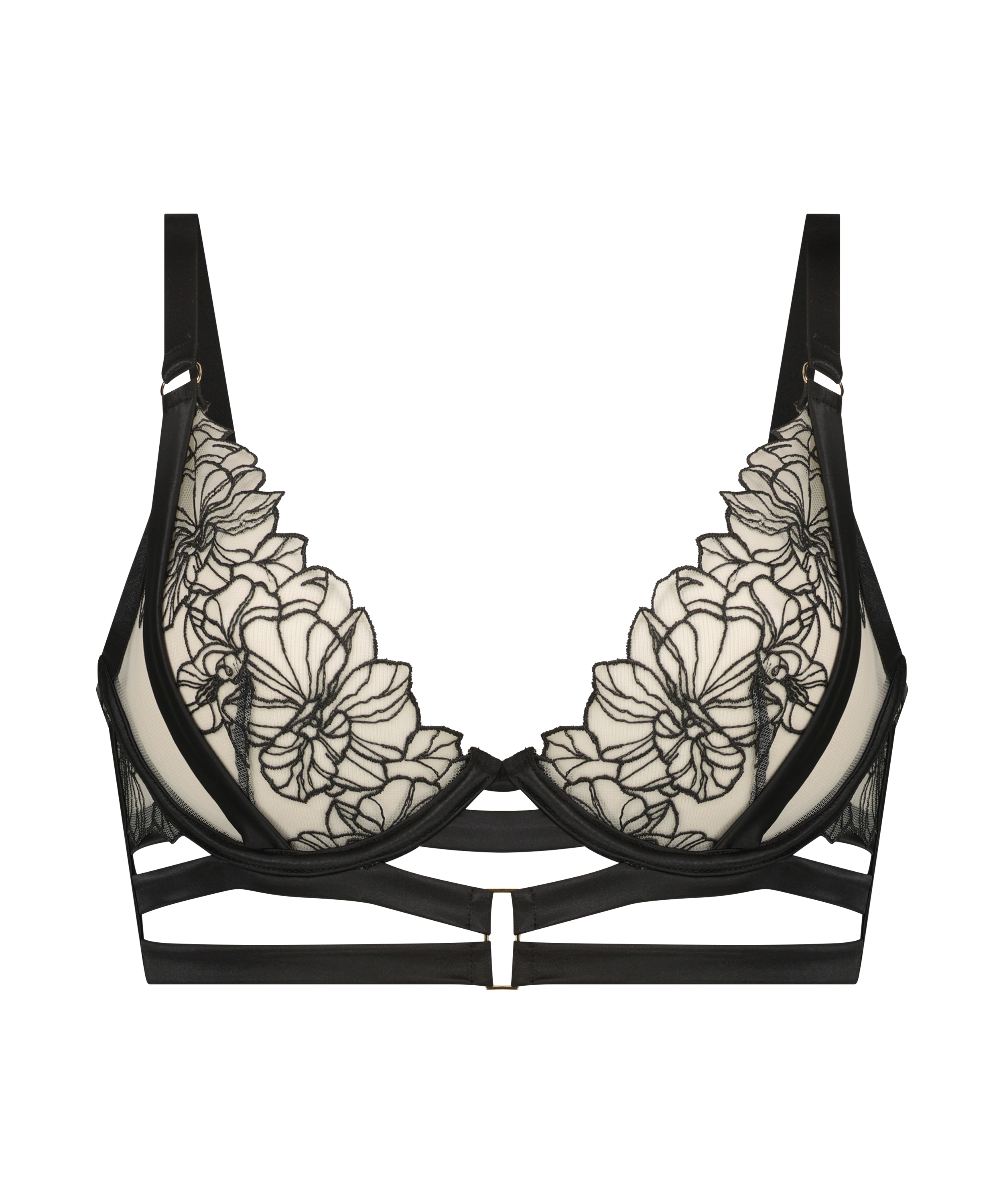 Soutien-gorge &agrave; armatures non-pr&eacute;form&eacute; longline Tara, Noir, main